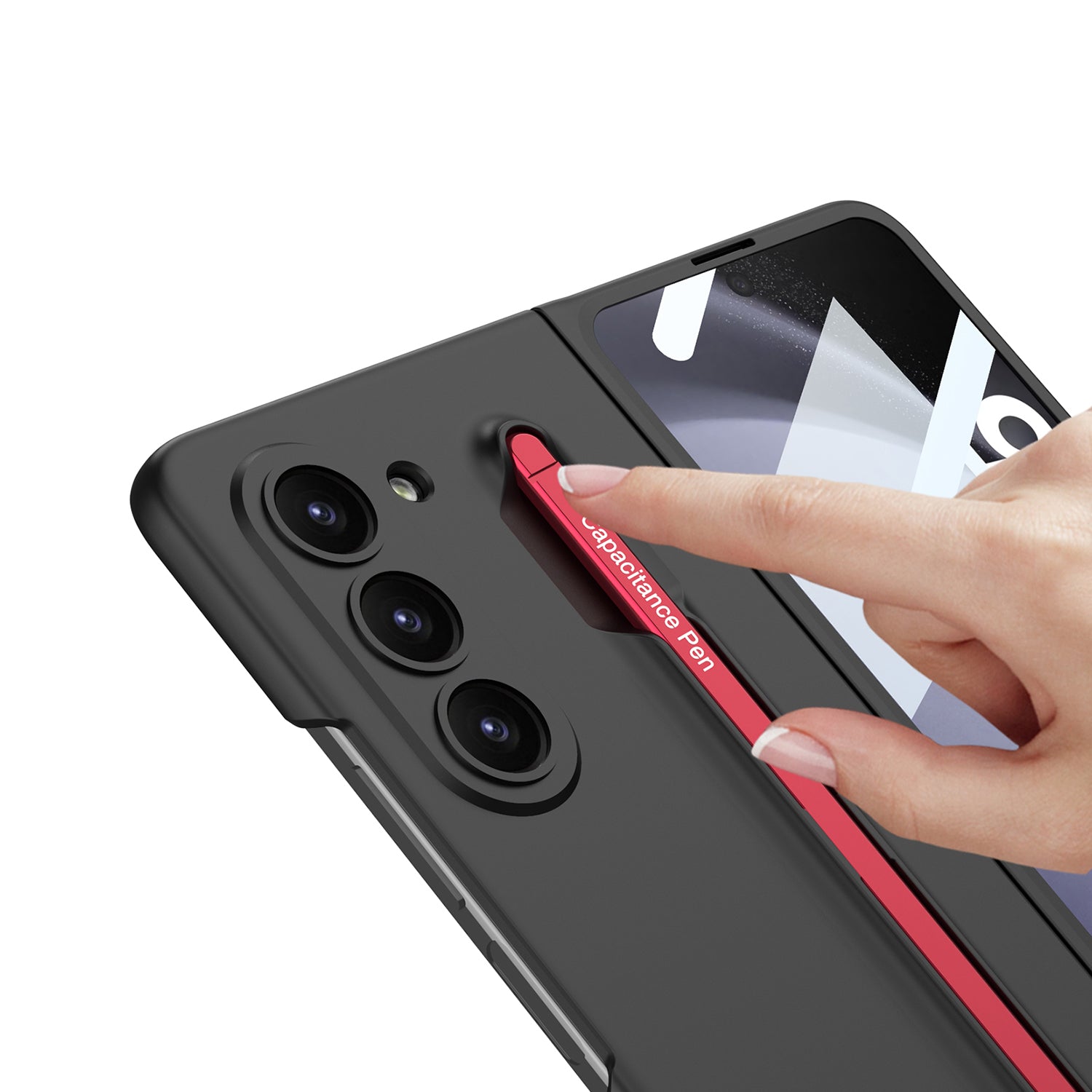 Samsung Z Fold 5 Back Cover With Front Tempered Glass And S Pen-Camera Protection Samsung Z Fold 5 Back Cover With Front Tempered Glass And S Pen-Camera Protection