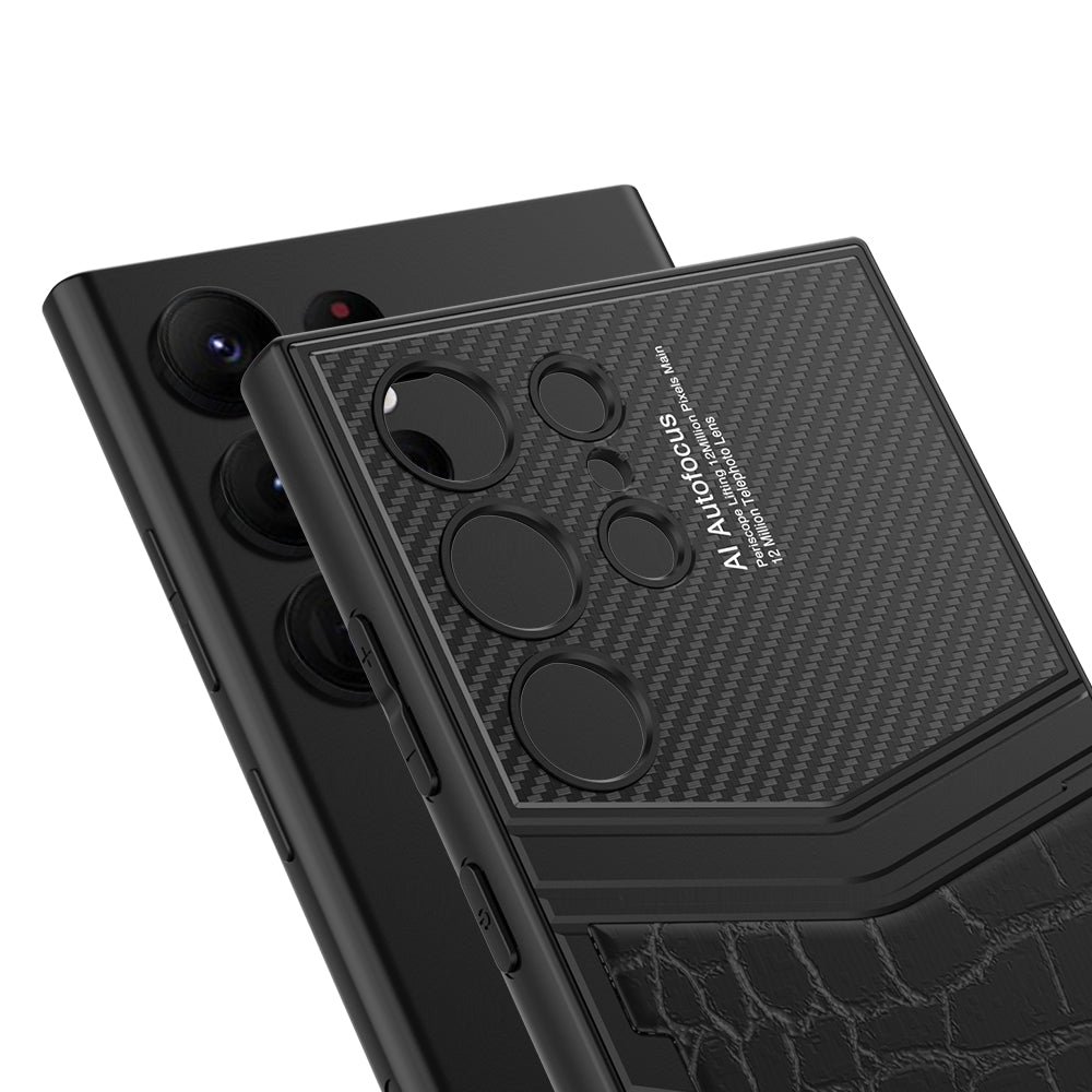 Samsung S24 Ultra Shockproof Leather Back Cover & Case With Wireless Charging-Camera Protection Samsung S24 Ultra Shockproof Leather Back Cover & Case With Wireless Charging-Camera Protection