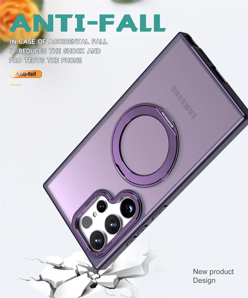 S24 Ultra Back Cover With Wireless Charging  and Stand - Shockproof  S24 Ultra Back Cover With Wireless Charging  and Stand - Shockproof