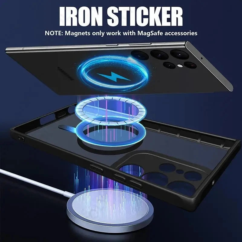 Samsung S24 Ultra Back Cover With Magsafe Charging  and Camera Protection - Black Samsung S24 Ultra Back Cover With Magsafe Charging  and Camera Protection - Black