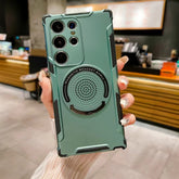 Samsung S23 Ultra Shockproof Back Cover With Wireless Charging And Invisible Stand-Green Color