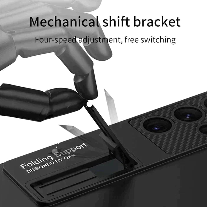 Samsung Galaxy S24 Ultra Thin Luxury Back Cover With Wireless Charging And Foldable Stand Samsung Galaxy S24 Ultra Thin Luxury Back Cover With Wireless Charging And Foldable Stand