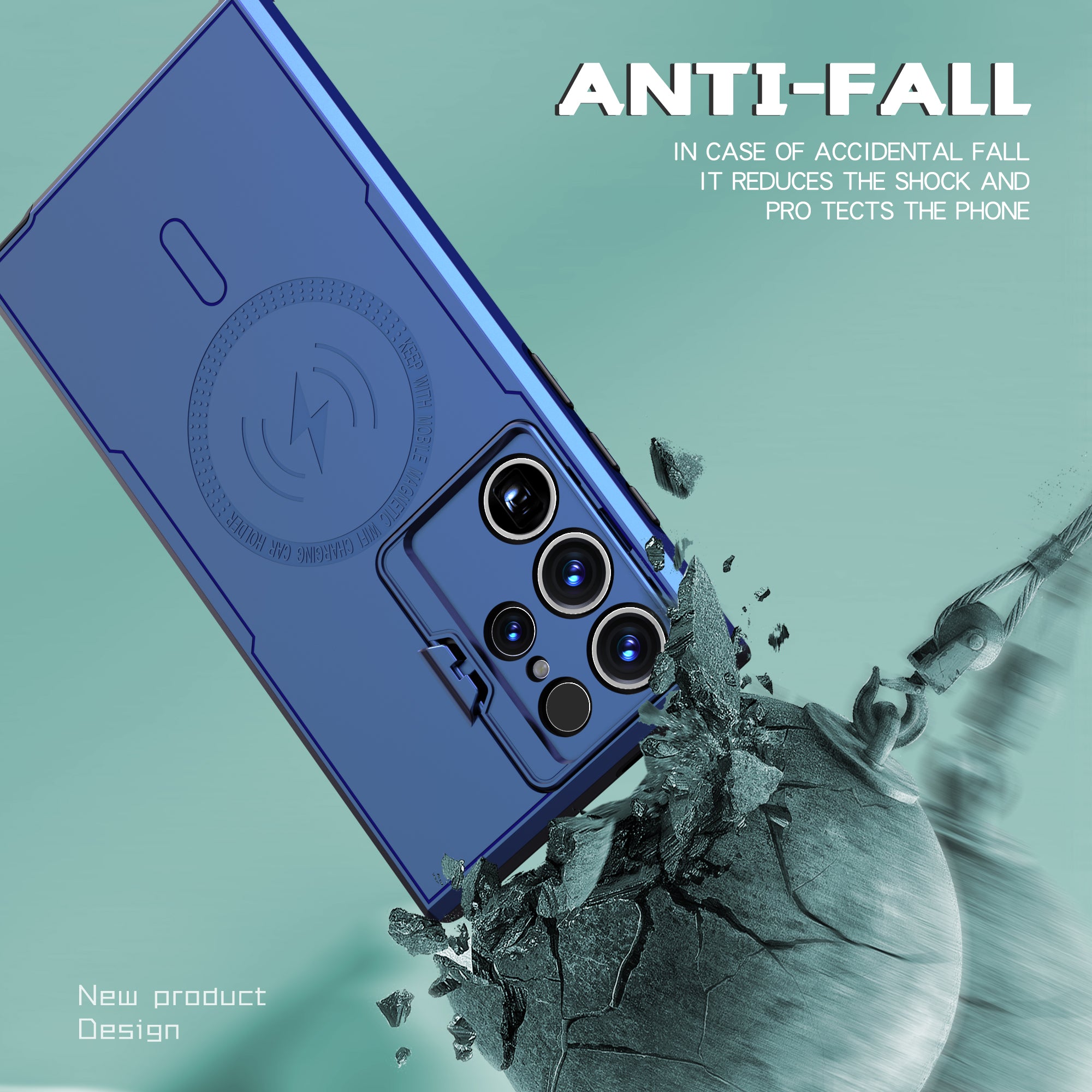 Samsung S23 Ultra Shockproof Back Cover With Camera Stand-Blue Samsung S23 Ultra Shockproof Back Cover With Camera Stand-Blue