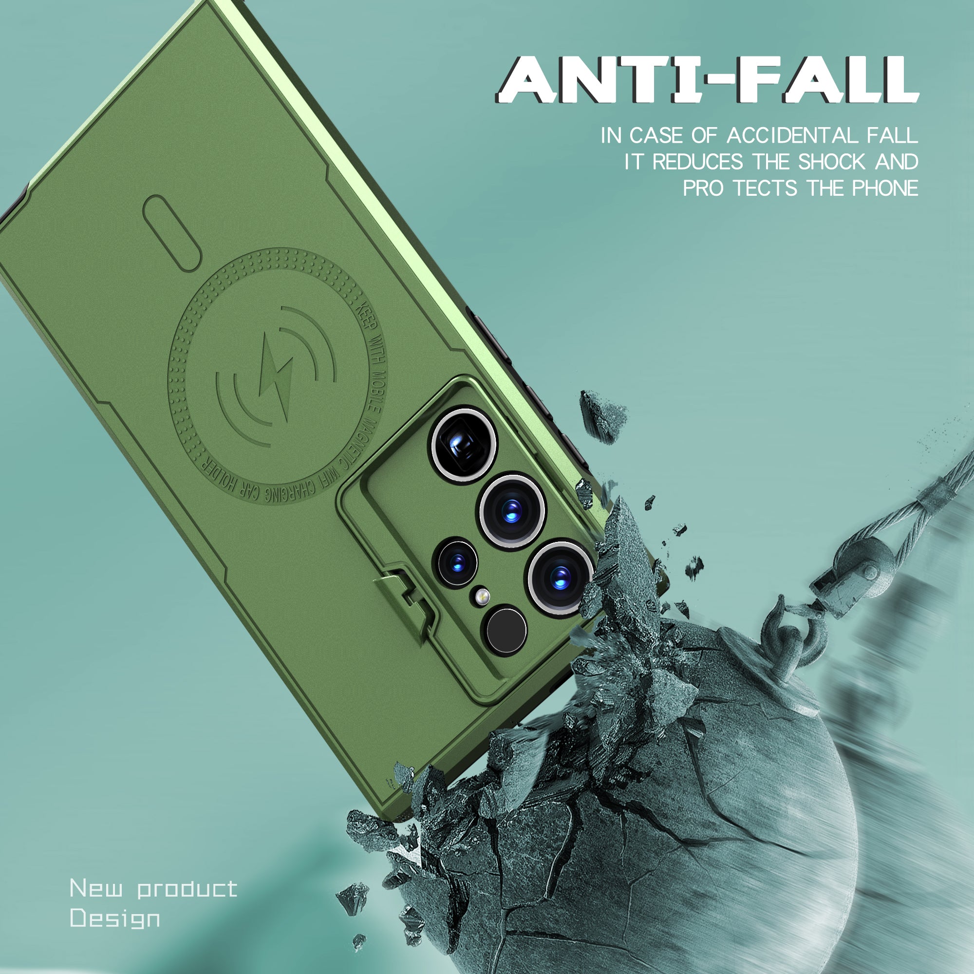 Galaxy S23 Ultra Camera Protection Stand Case-Green Galaxy S23 Ultra Camera Protection Stand Case-Green