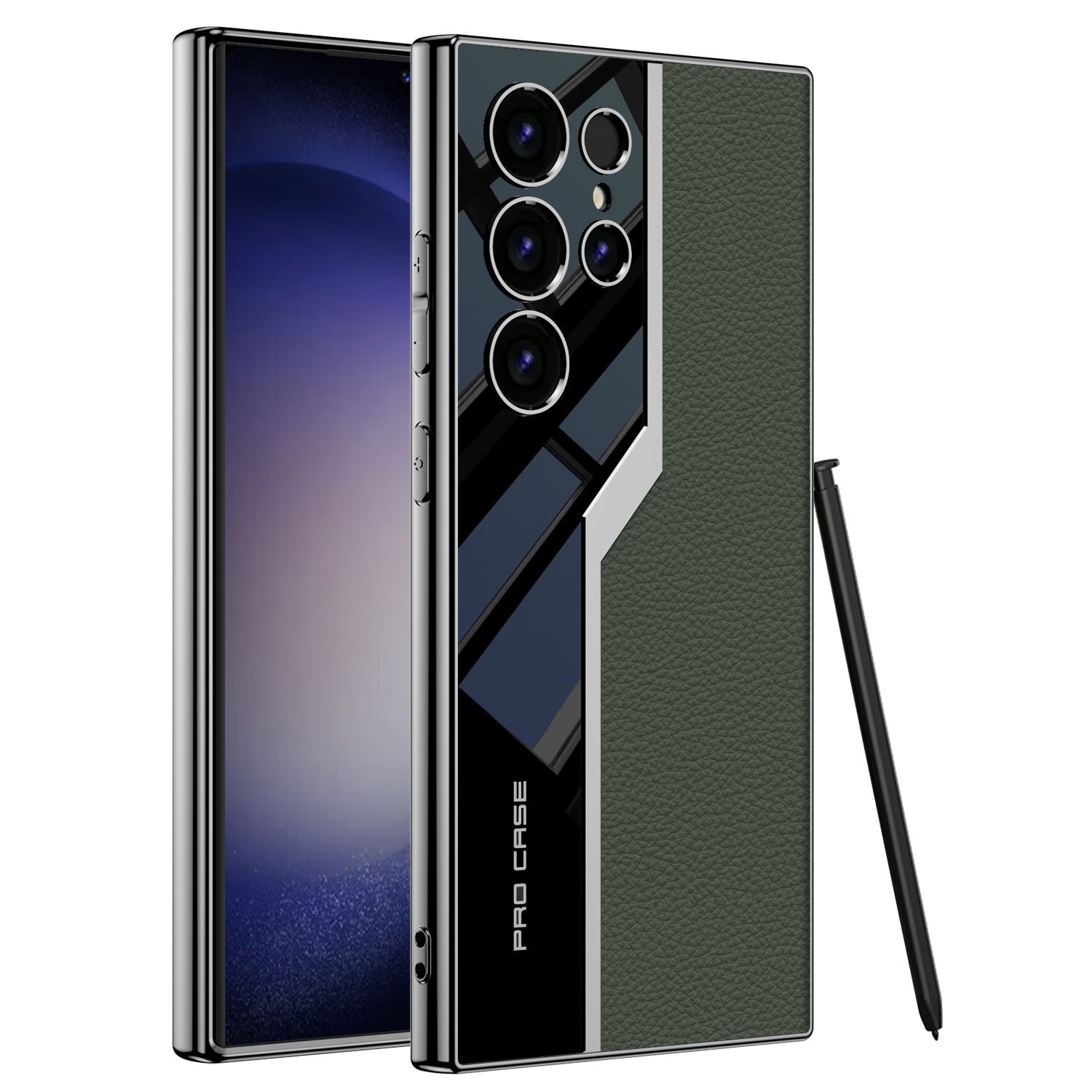 Samsung S23 Ultra Shockproof Leather Back Cover With Camera Protection-Green Samsung S23 Ultra Shockproof Leather Back Cover With Camera Protection-Green