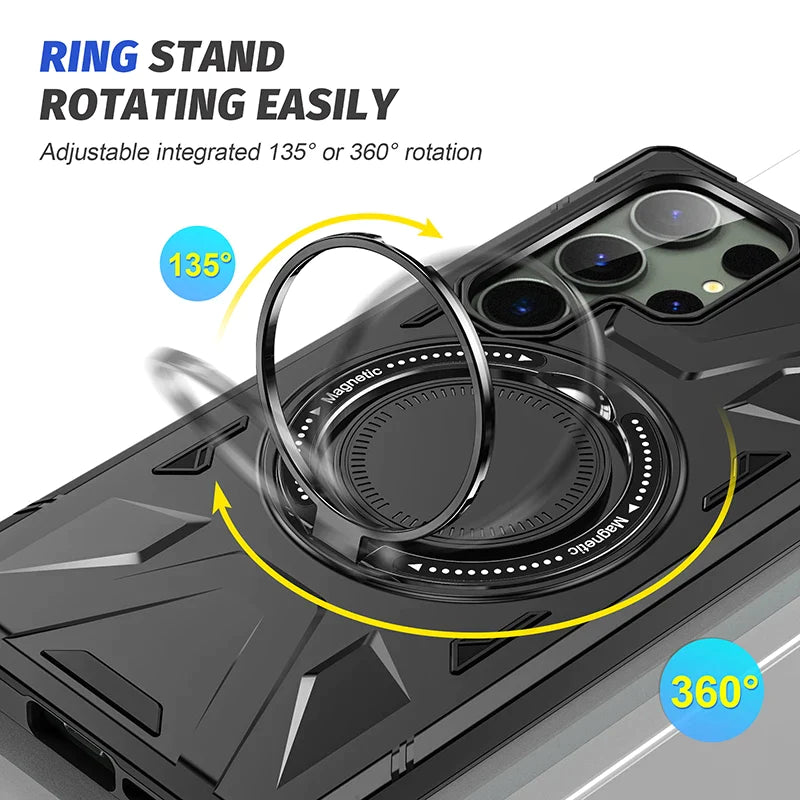 Samsung S24 Ultra Armor Back Cover With Wireless Charging And 360 Rotation Stand