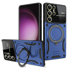 Samsung S23 Ultra Armor Back Cover With Wireless Charging And Camera Lens Protection - Blue Color