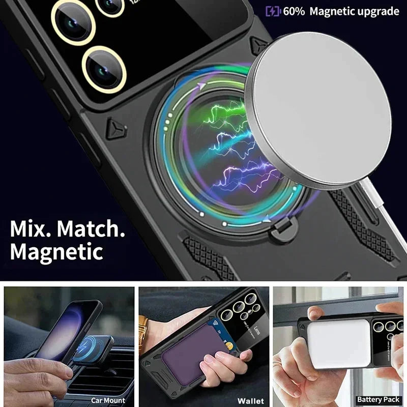 Samsung Galaxy S23 Ultra Armor Back Cover With Wireless Charging And MagSafe Charging-Magnetic Absorbing 