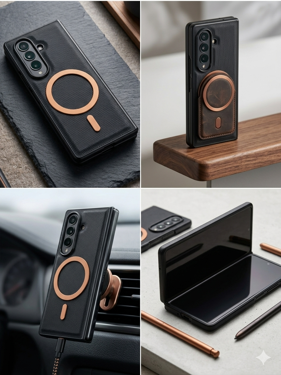 Samsung Galaxy Fold 7 Back Cover & Case With Wireless Charging And Tempered Glass