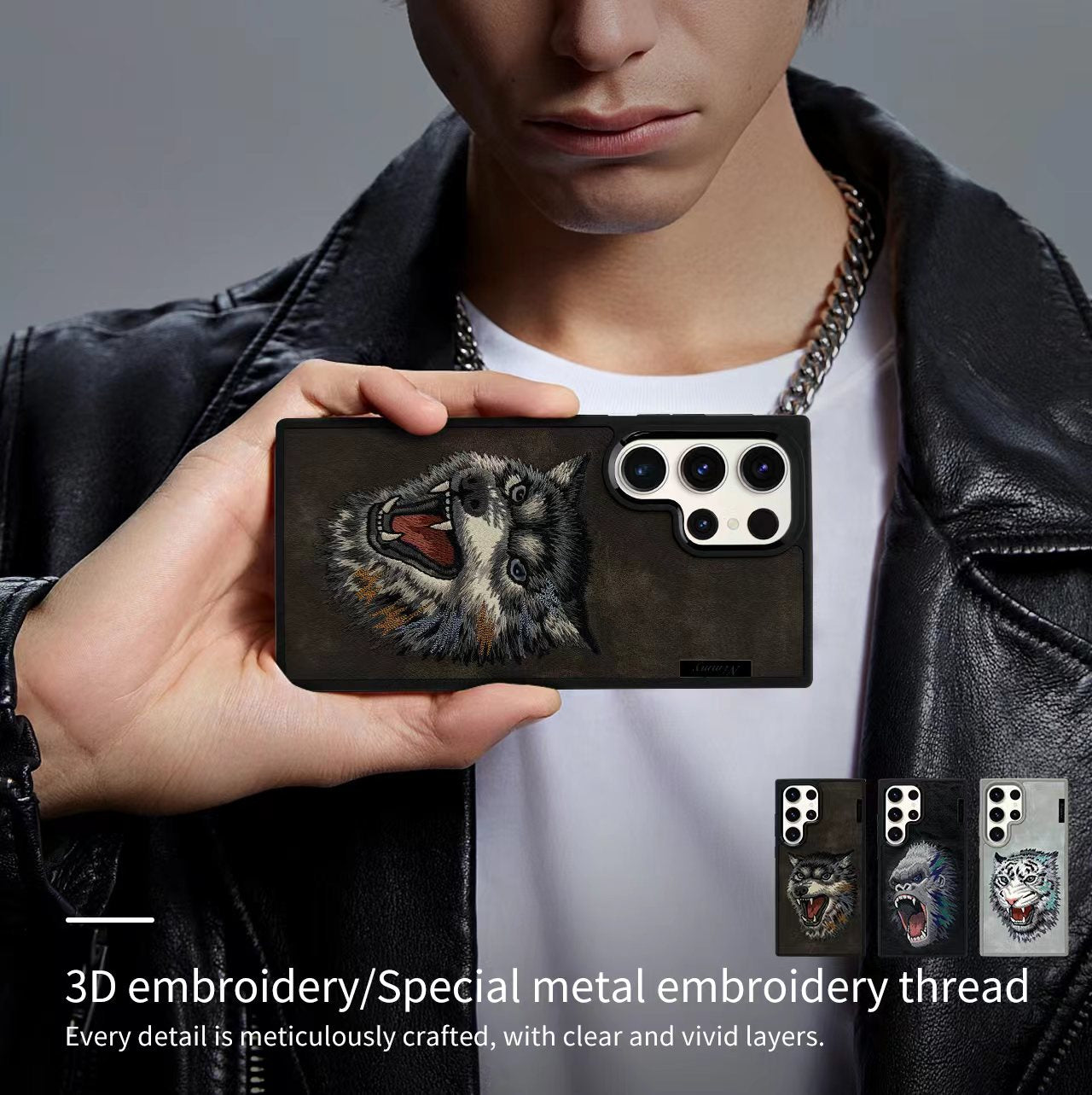 Samsung S24 Ultra Nimmy 3D Back Cover & Case - Wolf, Gorilla