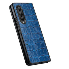 Samsung Galaxy Z Fold 4 Leather Luxury Back Cover-Blue