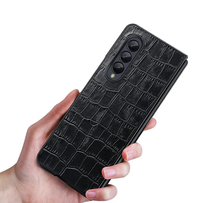 Samsung Galaxy Z Fold 4 Leather Luxury Back Cover-Crocodile